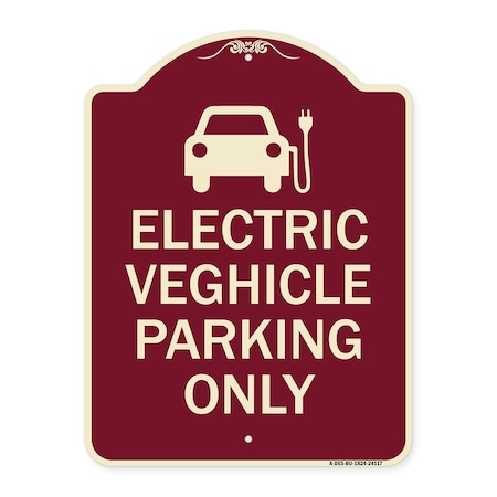 Signmission Electric Vehicle Parking W/ Graphic Heavy-Gauge Aluminum Sign, 24" x 18", BU-1824-24117 A-DES-BU-1824-24117